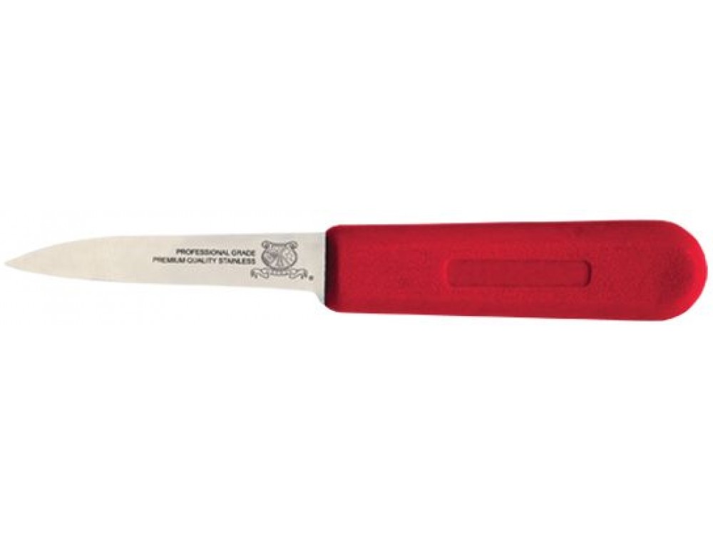 Omcan 12414 Red Polypropylene Handle 3.25" Paring Hotel Style Knife
