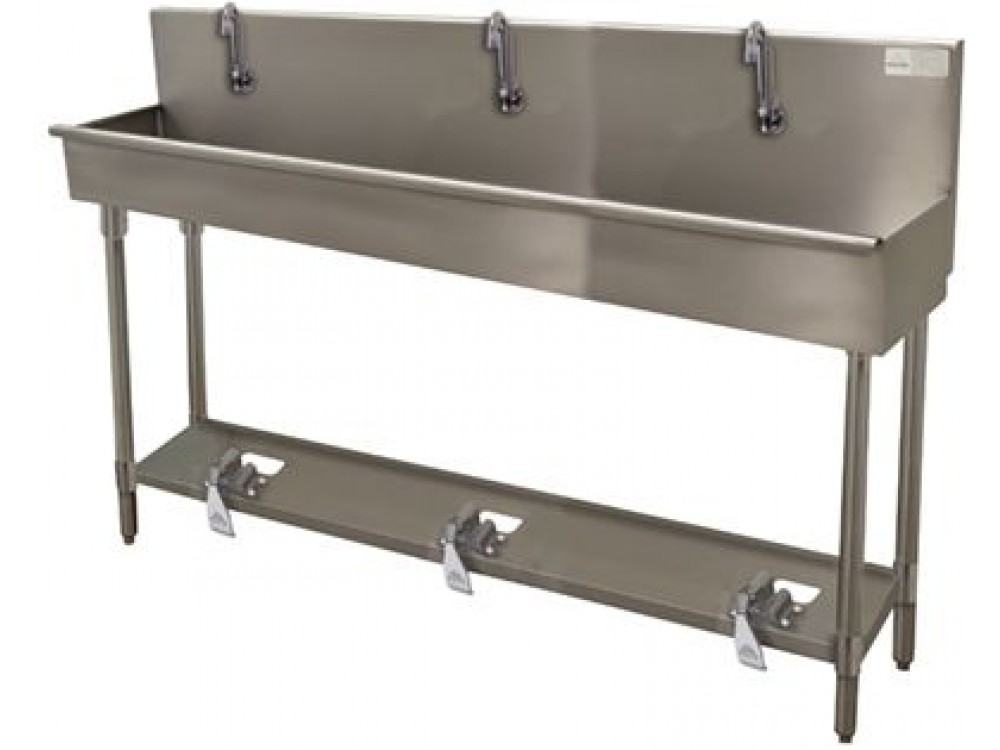 Advance Tabco 19-18-60FV 8" Deep 16 Gauge Toe-Push Operated Square Corner Hand Sink