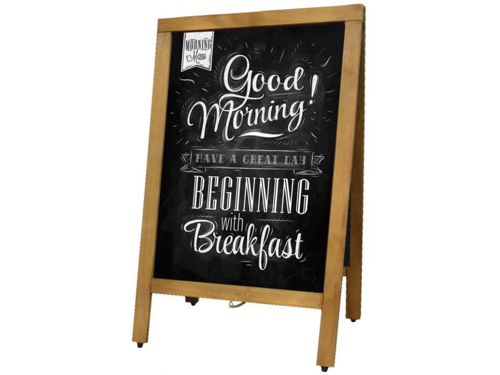 Omcan 31396 Mahogany Color Frame A-Frame Sidewalk Menu Chalkboard