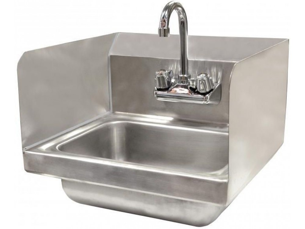 Omcan 37867 Faucet and Side Splashes Wall Mounted Hand Sink
