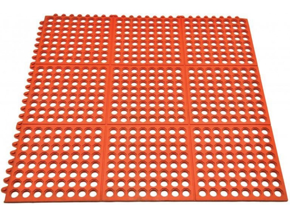 Omcan 39768 Terracotta Anti-Fatigue Mat with Interlocking Edges
