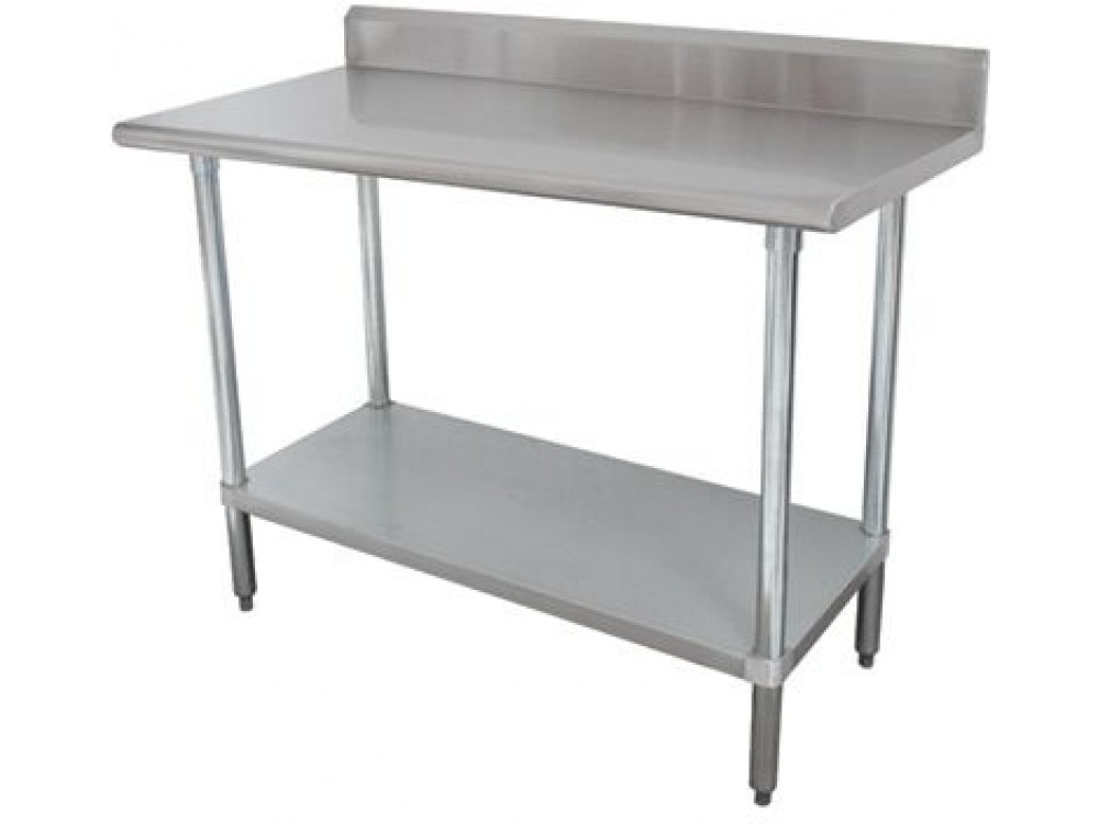 Advance Tabco KLG-367 36" x 84" 14 Gauge Premium 5" Backsplash with Undershelf Work Table