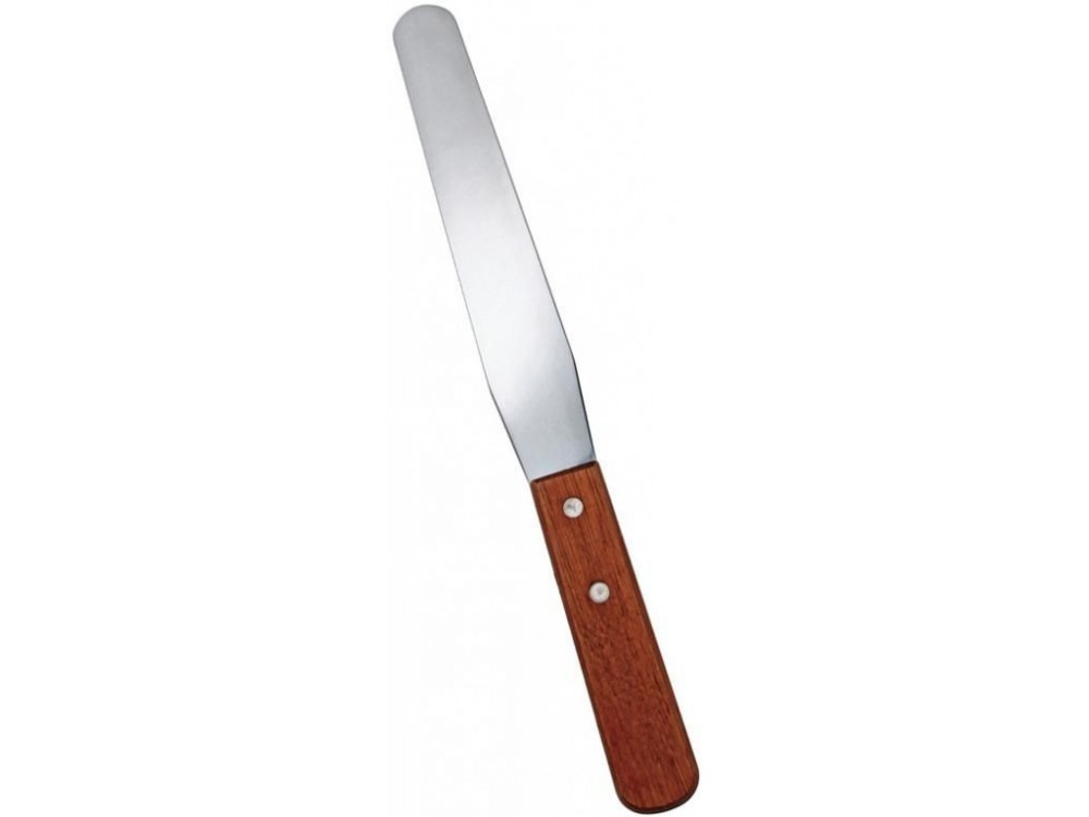 Omcan 80003 12Pcs 10" Wooden Handle Stainless Steel Bakery Spatula