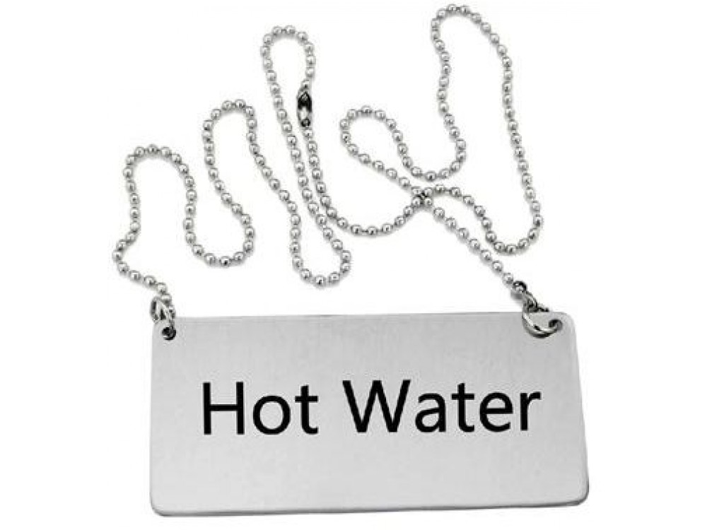 Omcan 80135 Stainless Steel Beverage "Hot Water" Chain Sign