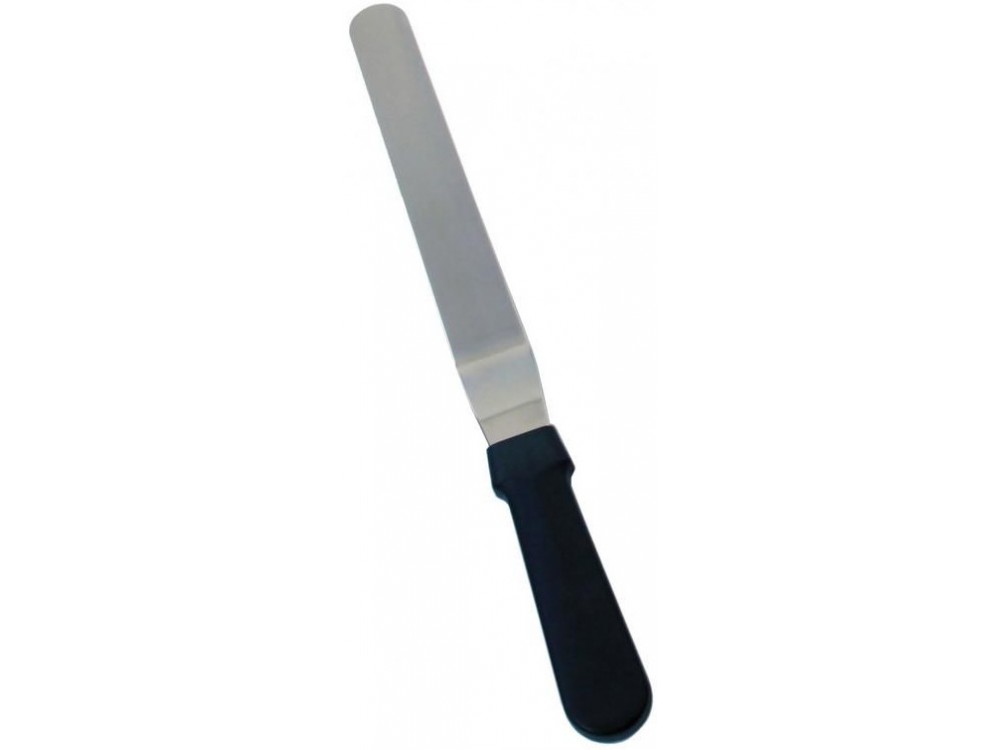 Omcan 80142 12Pcs 6.5" Black Plastic Handle Stainless Steel Offset Spatula