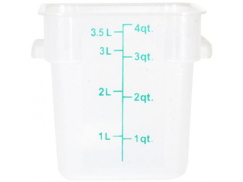 Omcan 80225 4-QT Polypropylene Translucent Square Food Storage Container