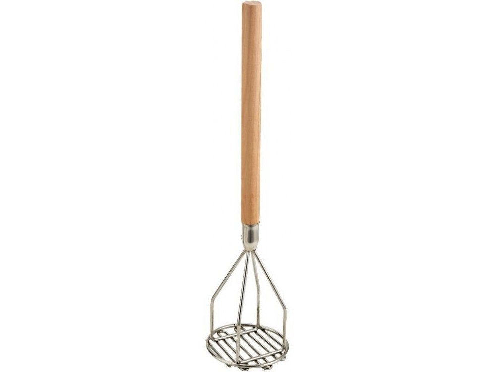 Omcan 80398 12Pcs Wooden Handle 4" Round Potato Masher