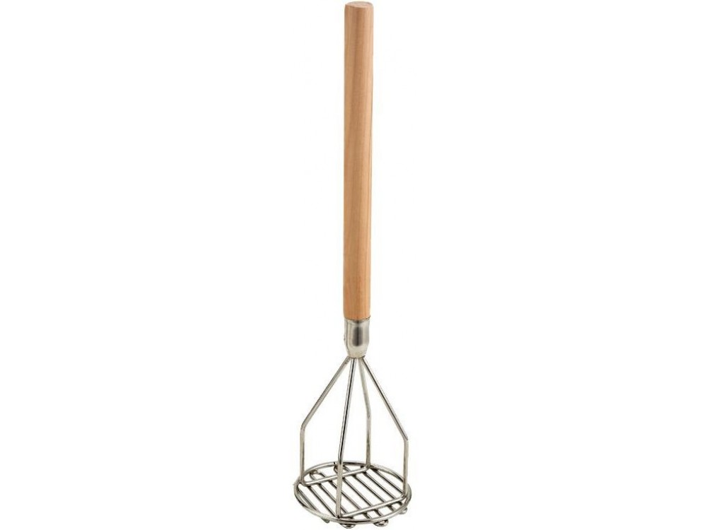 Omcan 80399 12Pcs Wooden Handle 5 " Round Potato Masher