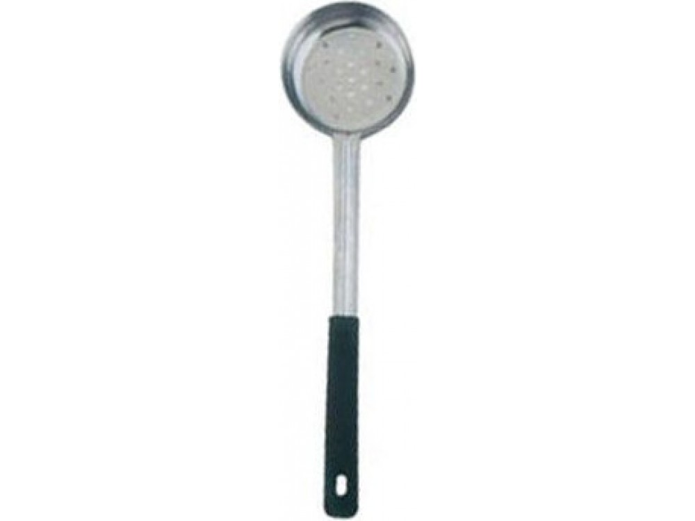 Omcan 80785 Black Handle 6 oz. 1pc Stainless Steel Perforated Portion Control Spoon