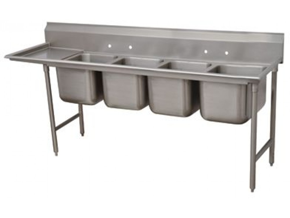 Advance Tabco 93-44-96-24L Left-Hand Drainboard 4-Compartment Standard Regaline Sink