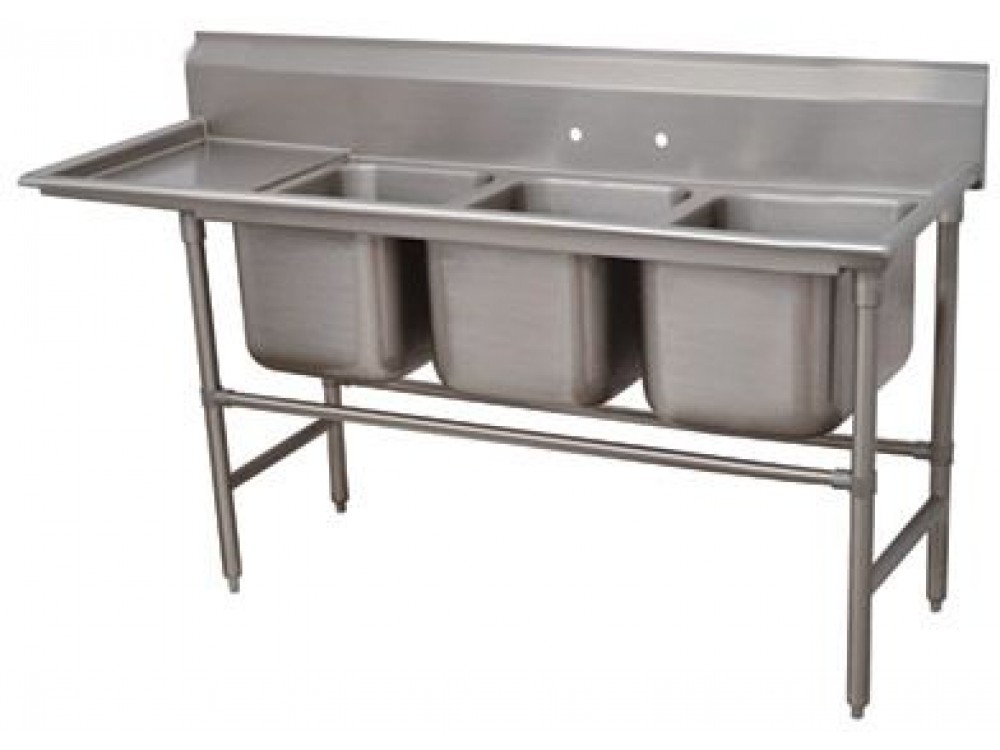 Advance Tabco 94-43-72-24L Left-Hand Drainboard 3-Compartment Spec-Line Regaline Sink