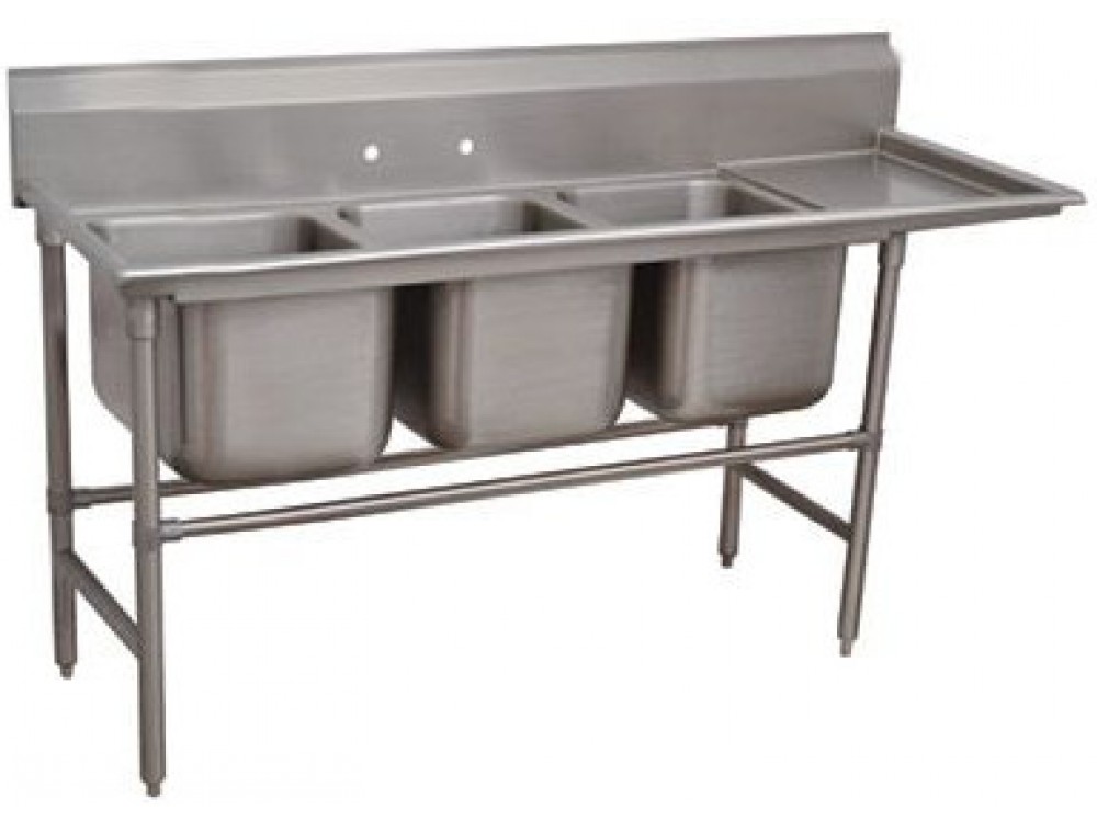 Advance Tabco 94-43-72-24R Right-Hand Drainboard 3-Compartment Spec-Line Regaline Sink