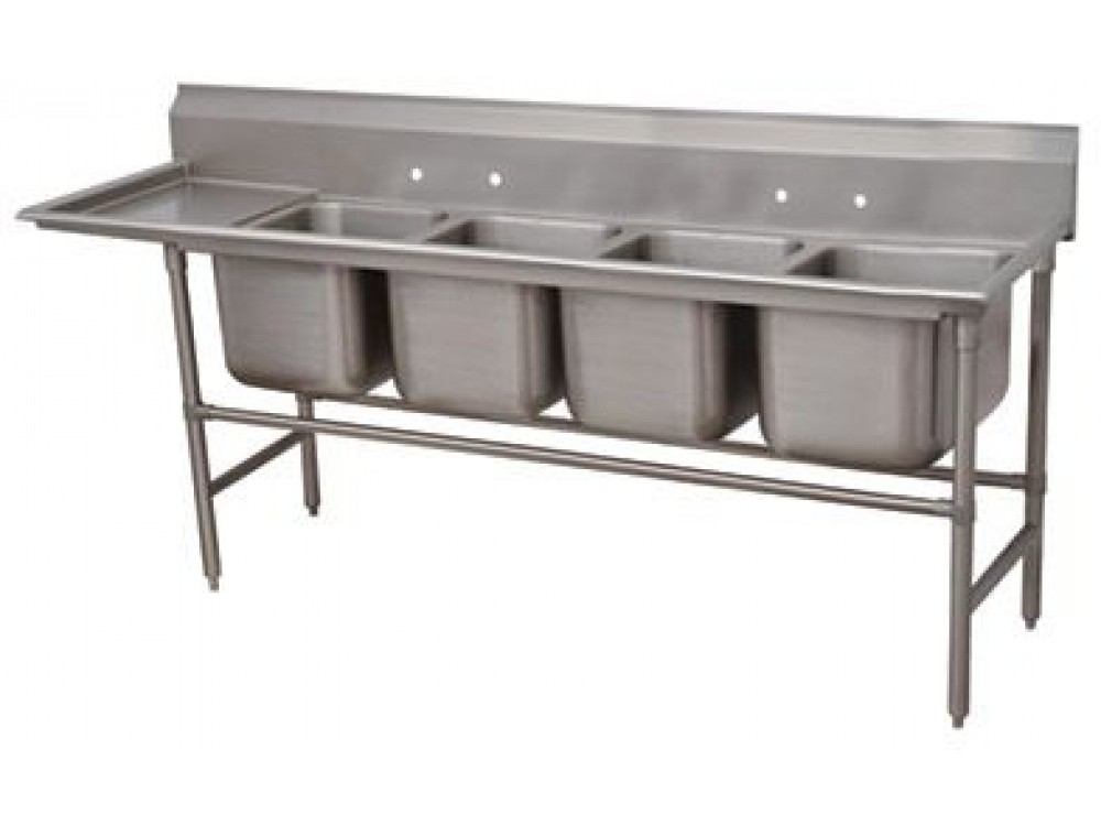Advance Tabco 94-84-80-36L Left-Hand Drainboard 4-Compartment Spec-Line Regaline Sink