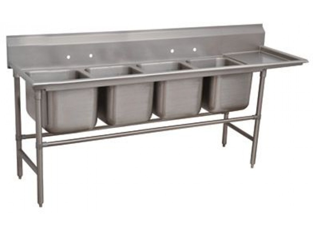 Advance Tabco 94-4-72-36R Right-Hand Drainboard 4-Compartment Spec-Line Regaline Sink