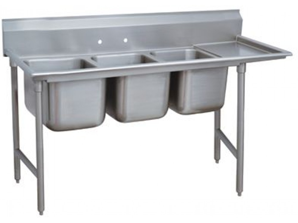 Advance Tabco 9-43-72-24R Right-Hand Drainboard 3-Compartment Super Saver Regaline Sink