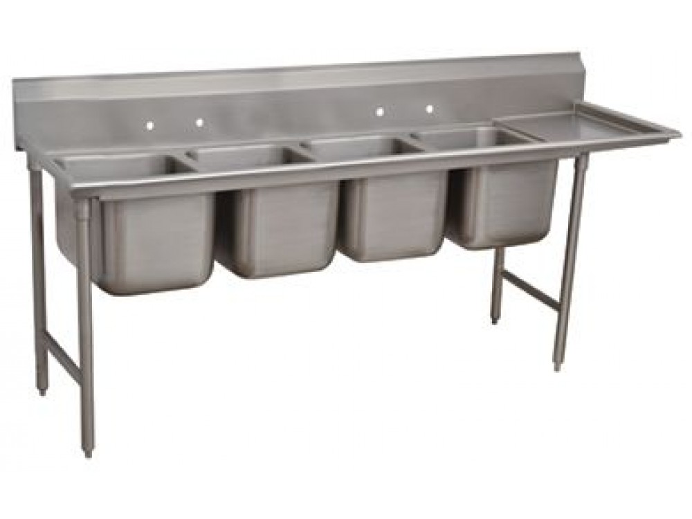 Advance Tabco 9-44-96-36R Right-Hand Drainboard 4-Compartment Super Saver Regaline Sink