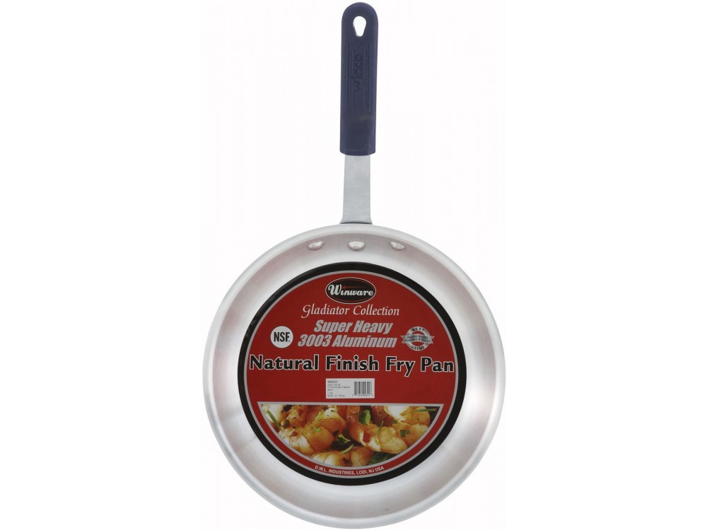 Winco AFP-7A-H Gladiator Natural Finish 7" Aluminum Fry Pan with Sleeve