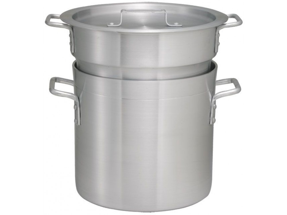 Winco ALDB-8 8 Quart Aluminum Double Boiler with Cover