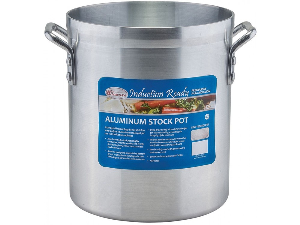 Winco AXSI-10 Induction Ready Aluminum 10 Quart Stock Pot with Stainless Bottom