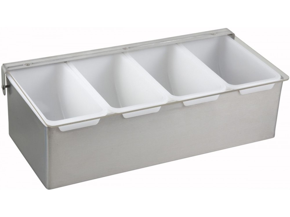 Winco CDP-4 4 Compartment Condiment Holder with Stainless Steel Base