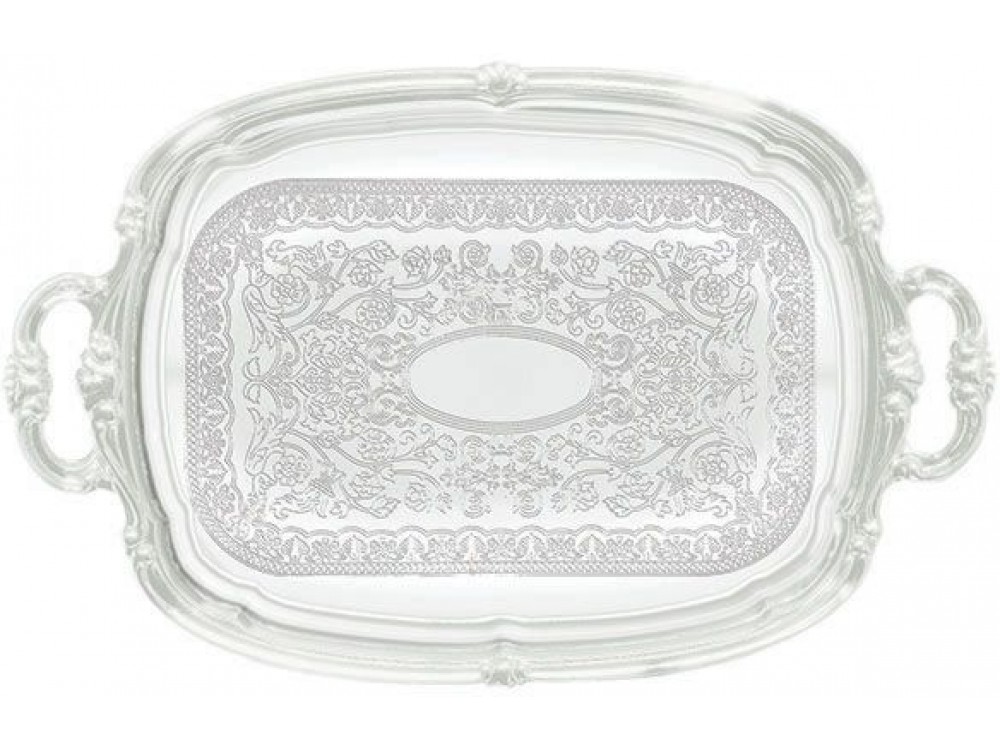Winco CMT-1912 Rectangular Chrome-Plated 19-1/2" x 12-1/2" Serving Tray with Handles