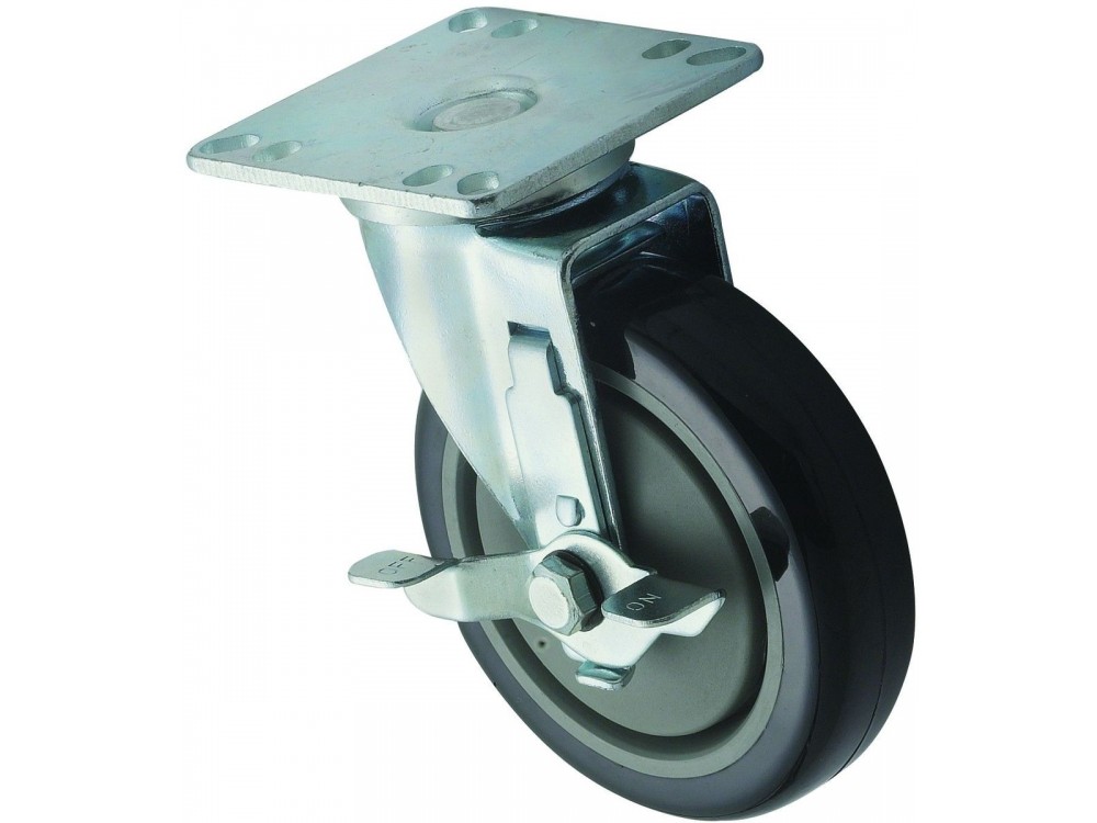 Winco CT-33B 5" Universal Caster Set with Brake for 3-1/2" Square Plate
