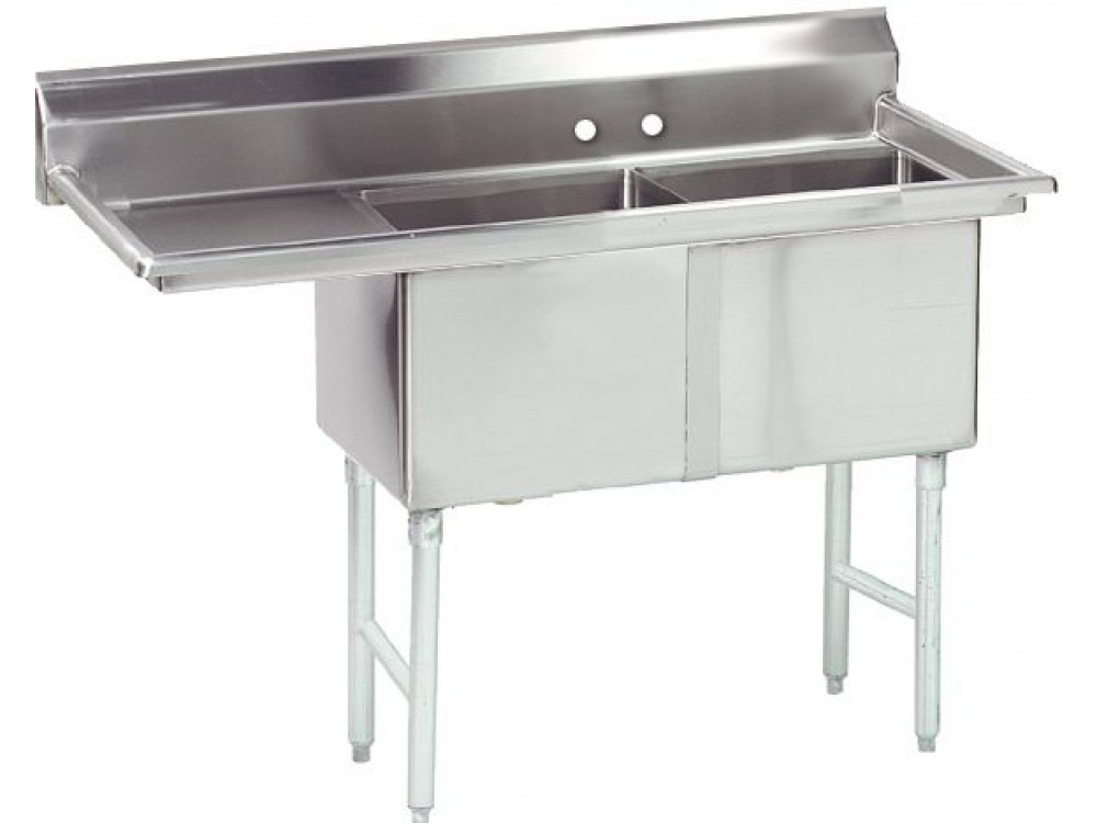 Advance Tabco FC-2-1824-18L Left-Hand Drainboard 2-Compartment Fabricated Economy Sink