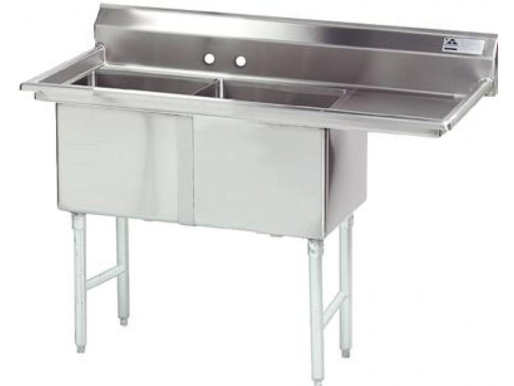 Advance Tabco FC-2-2424-24RL 2-Drain 2-Compartment Fabricated Economy Sink