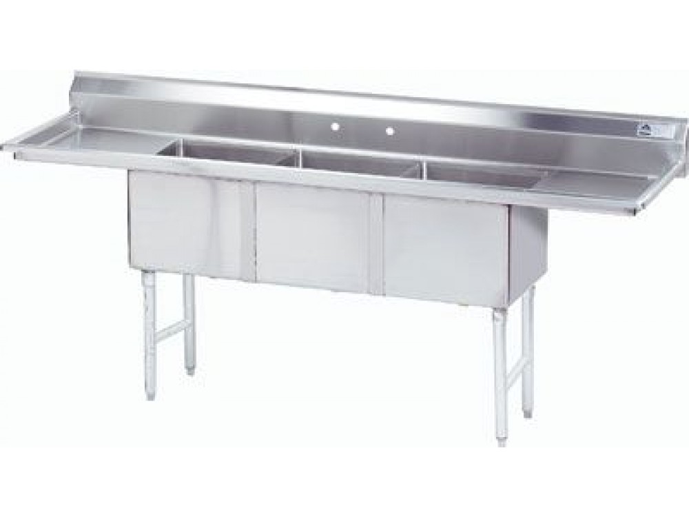 Advance Tabco FC-3-2030-20RL 2-Drain 3-Compartment Fabricated Economy Sink
