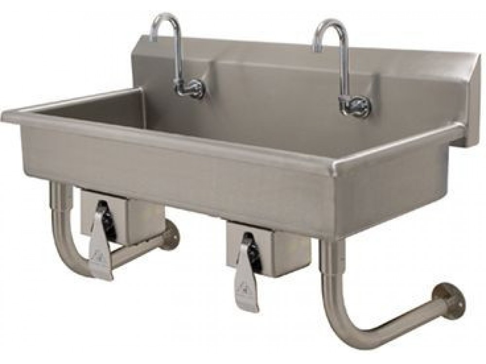 Advance Tabco FS-WM-40KV 40"L 8" Deep 14 Gauge Knee Operated NSF Multi-Stations Hand Sink