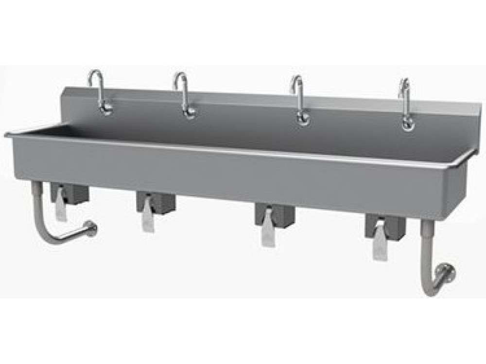 Advance Tabco FS-WM-80KV 80"L 8" Deep 14 Gauge Knee Operated NSF Multi-Stations Hand Sink