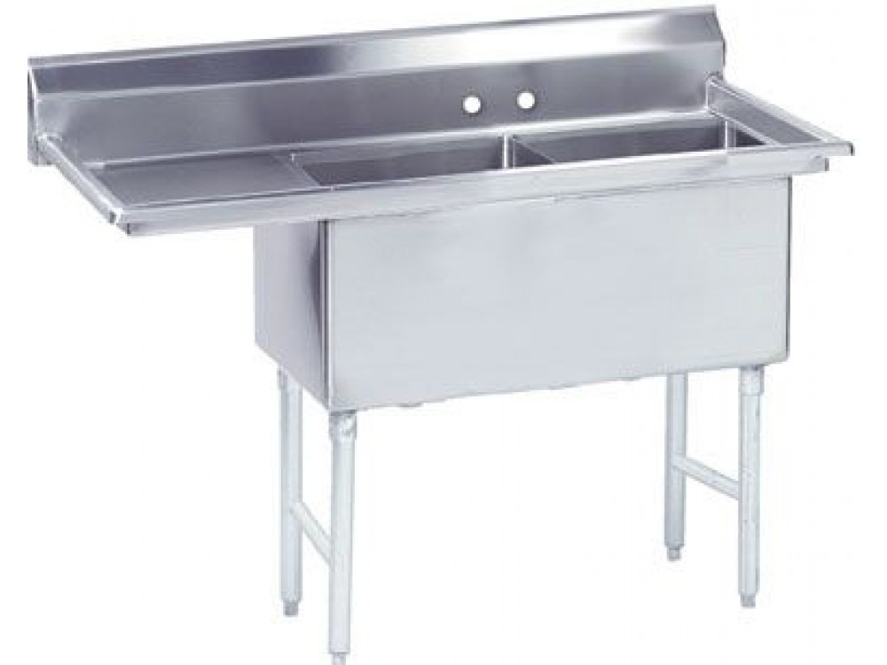 Advance Tabco FS-2-1620-18L Left-Hand Drainboard 2-Compartment Fabricated NSF Sink