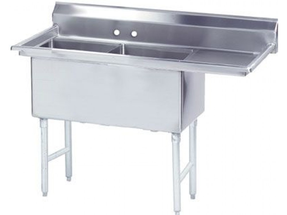 Advance Tabco FS-2-2424-24R Right-Hand Drainboard 2-Compartment Fabricated NSF Sink