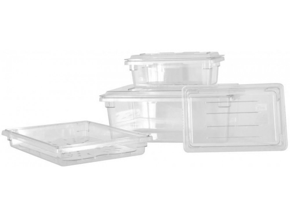 Omcan 85121 18" x 26" x 12" Polycarbonate Clear Rectangular Food Storage Container