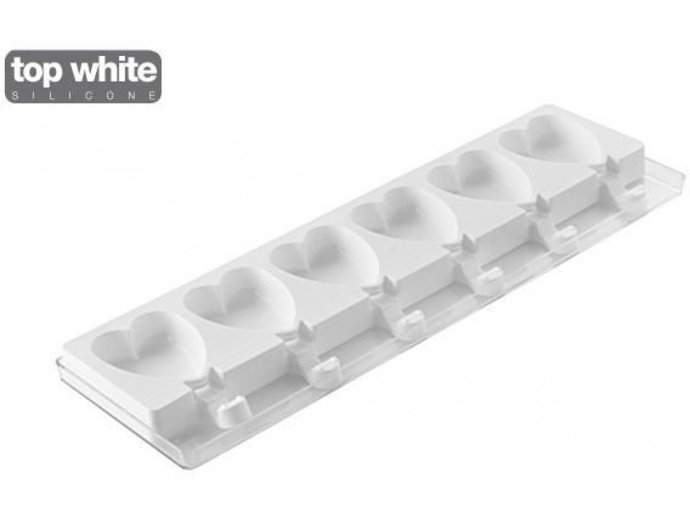 Silikomart GEL03M White Mini Heart Ice Cream Pop Mold