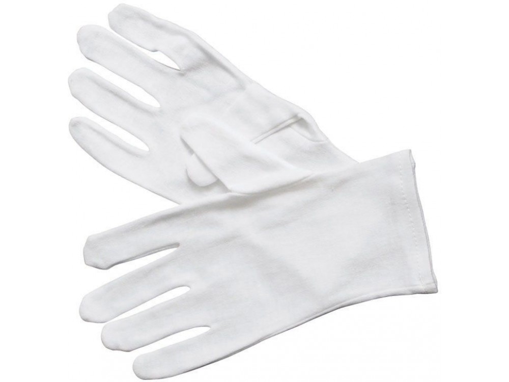 Winco GLC-L 6 Pairs Large White Cotton Service Gloves
