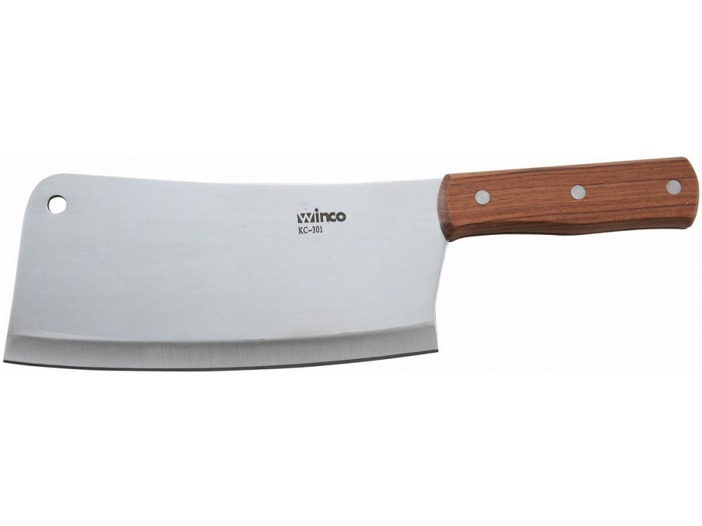 Winco KC-301 Wooden Handle 3-1/2" x 8" Blade Cleaver