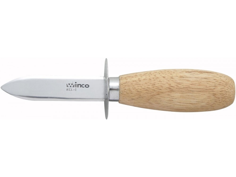 Winco KCL-1 2-3/4" Wooden Handle Oyster/Clam Knife