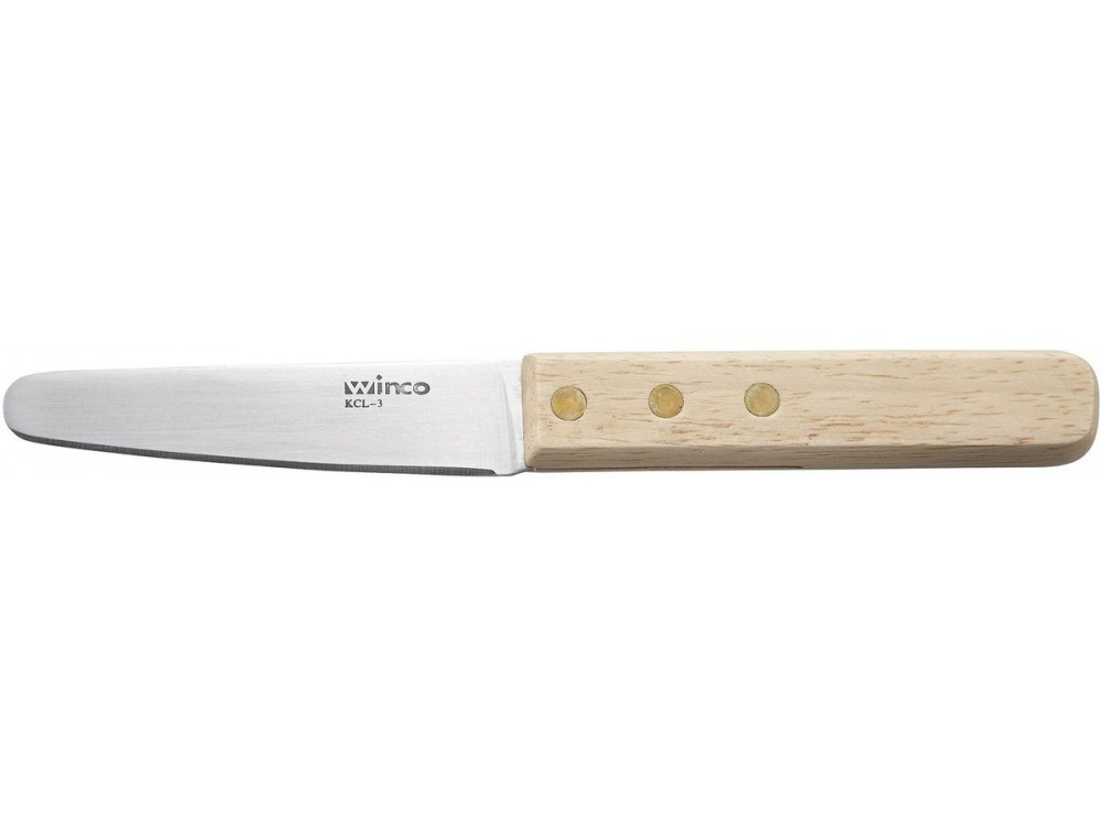 Winco KCL-3 3-1/2" Wooden Handle Oyster/Clam Knife
