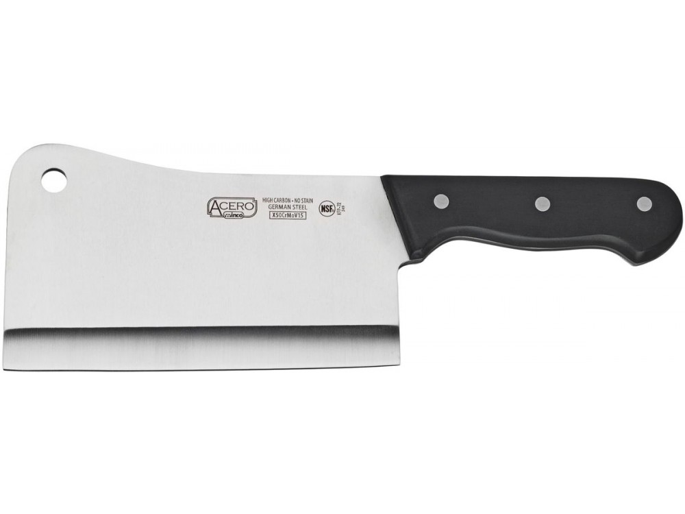 Winco KFP-72 ACERO 7" Riveted POM Handle with Hanging Hole Cleaver