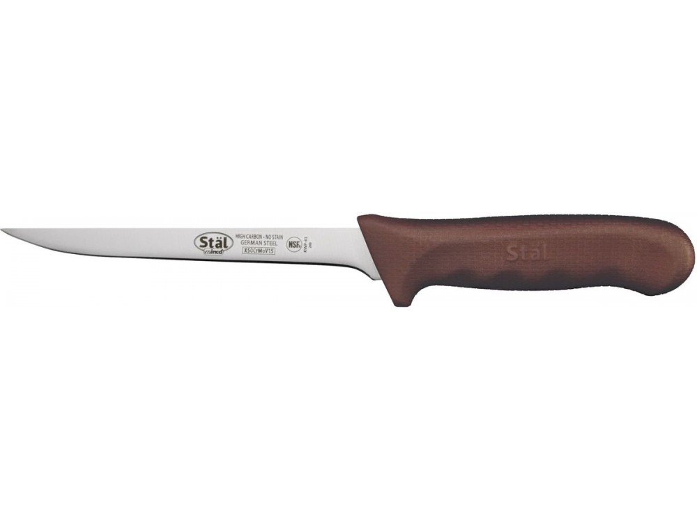 Winco KWP-61N STAL 6" Brown Polypropylene Handle Narrow Boning Knife