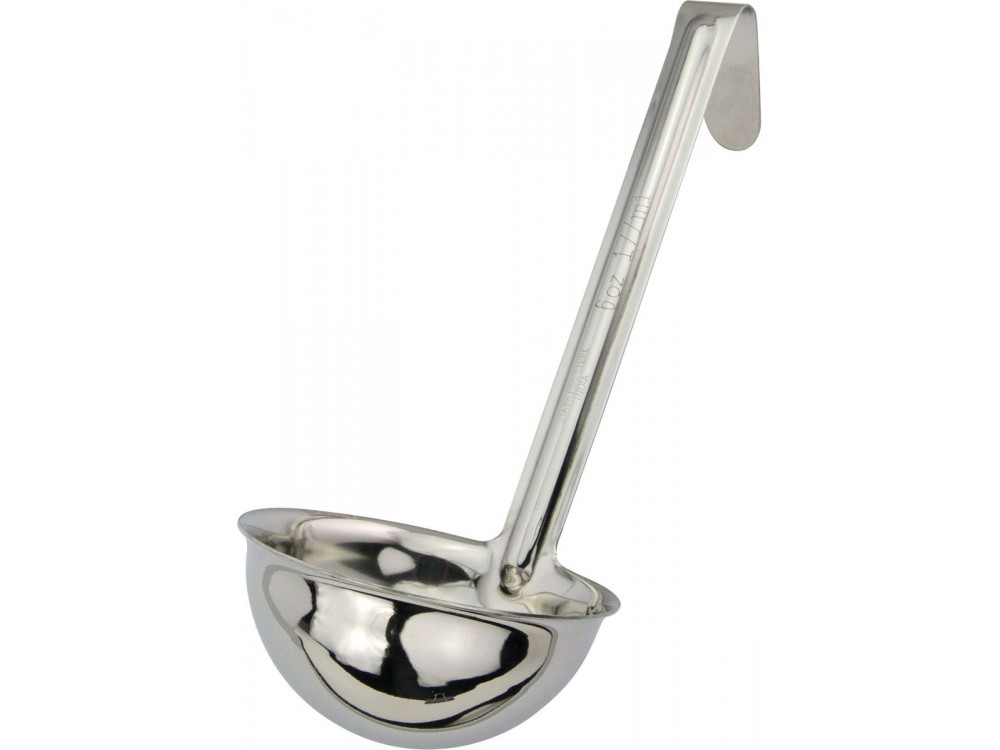 Winco LDI-60SH One-piece Stainless Steel 6oz Ladle with 6" Handle