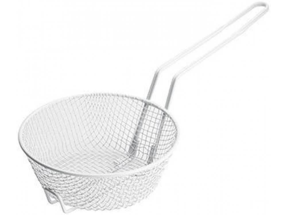 Winco MSBW-08M 8" Dia. Non-stick White Plastic Coating Breading Medium Mesh Basket