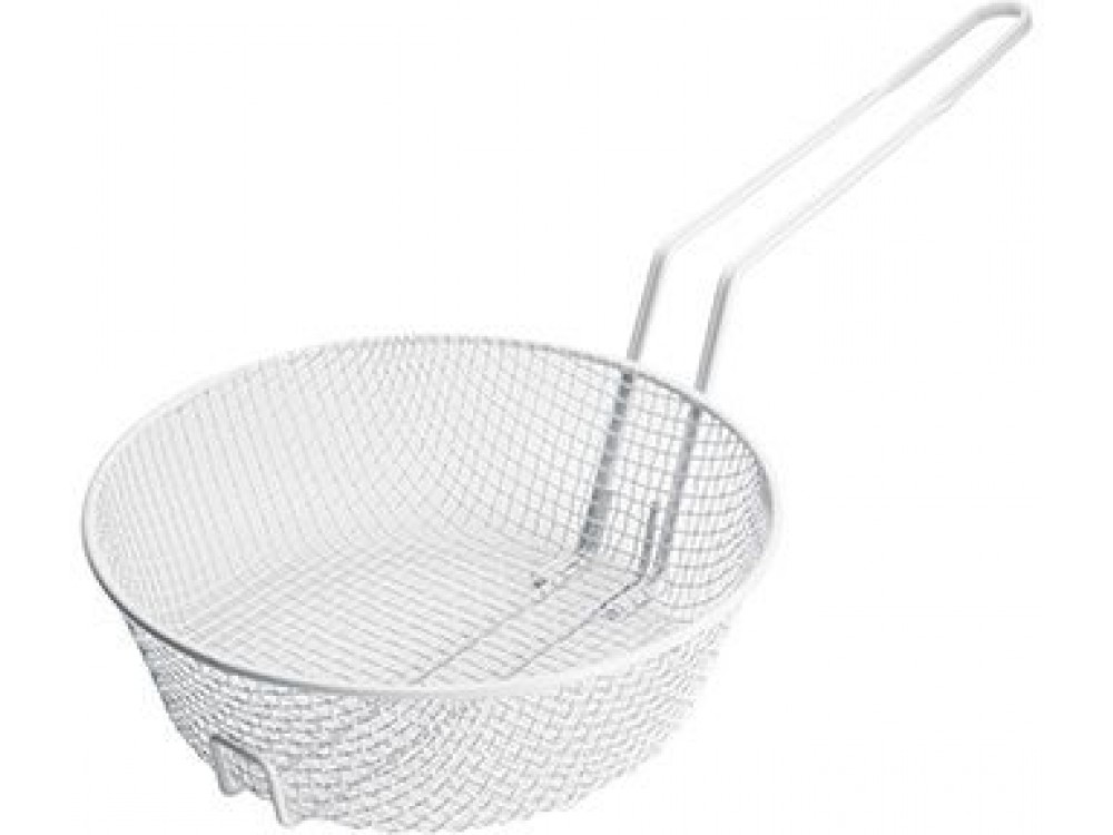 Winco MSBW-10M 10" Dia. Non-stick White Plastic Coating Breading Medium Mesh Basket