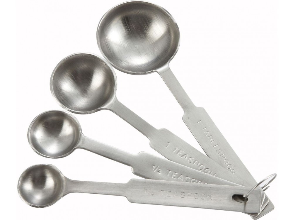 Winco MSPD-4X 4-piece Deluxe Stainless Steel Measuring Spoon Set