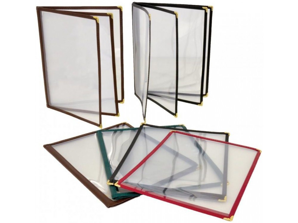 Omcan 39803 9.5" x 11.75" Green Three-Page Menu Holder