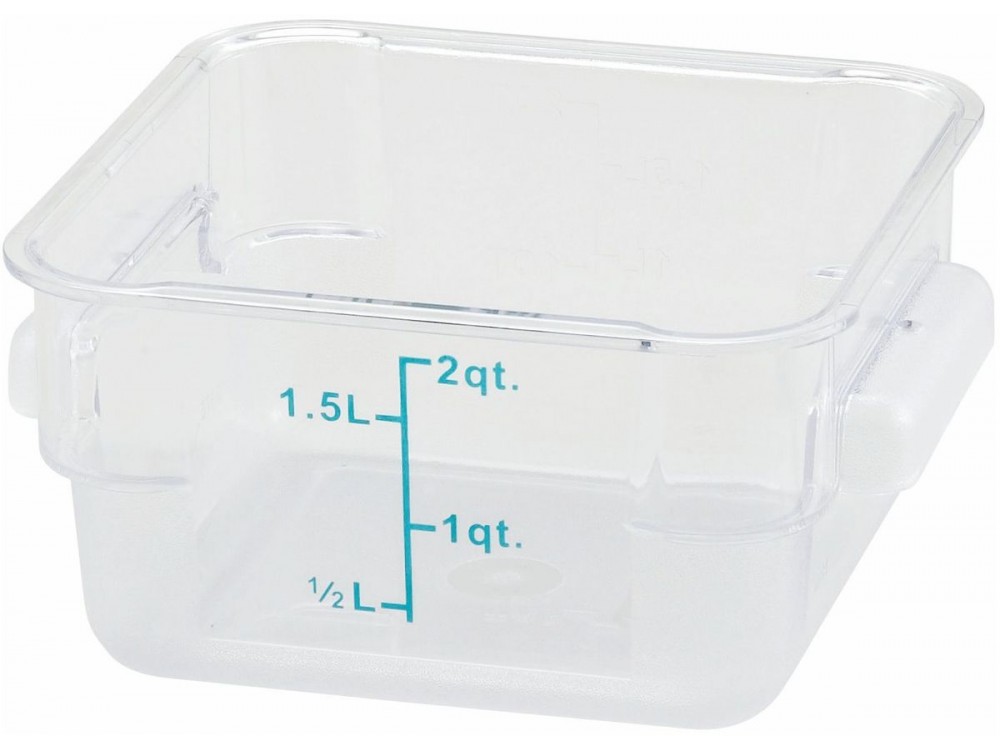 Winco PCSC-2C 2 Clear Polycarbonate  Quart Square Storage Container