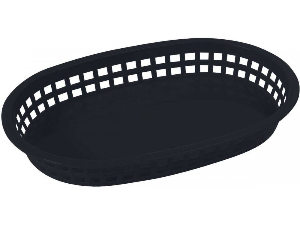 Winco PLB-K Oval 10-3/4" x 7-1/4" x 1-1/2" Black Platter Baskets