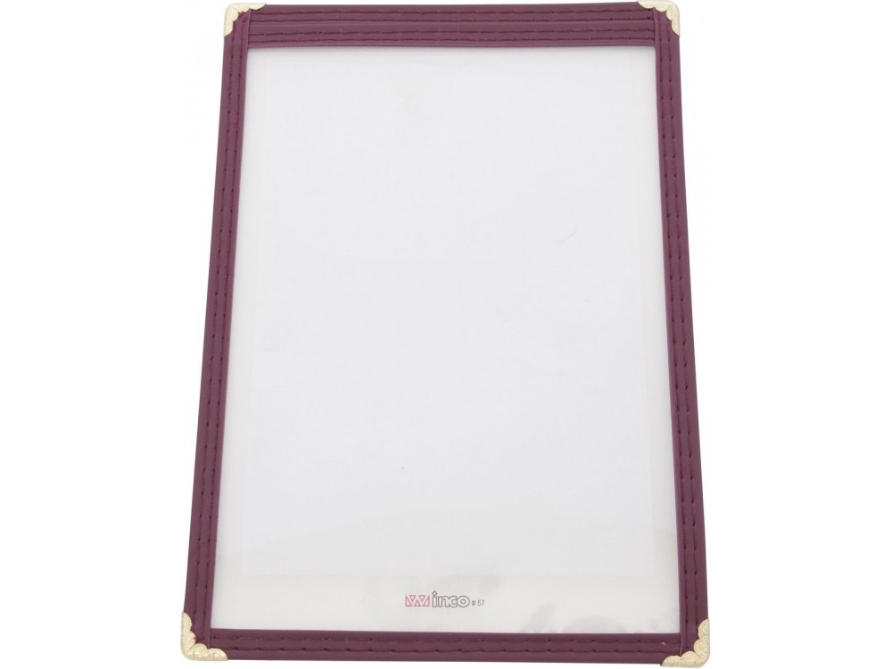 Winco PMC-5U Single 6-3/8" x 9-3/8" Burgundy Menu Cover