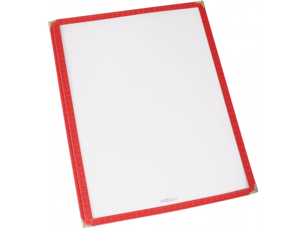 Winco PMC-9R Single 9-5/16" x 12-1/8" Red Menu Cover
